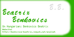 beatrix benkovics business card